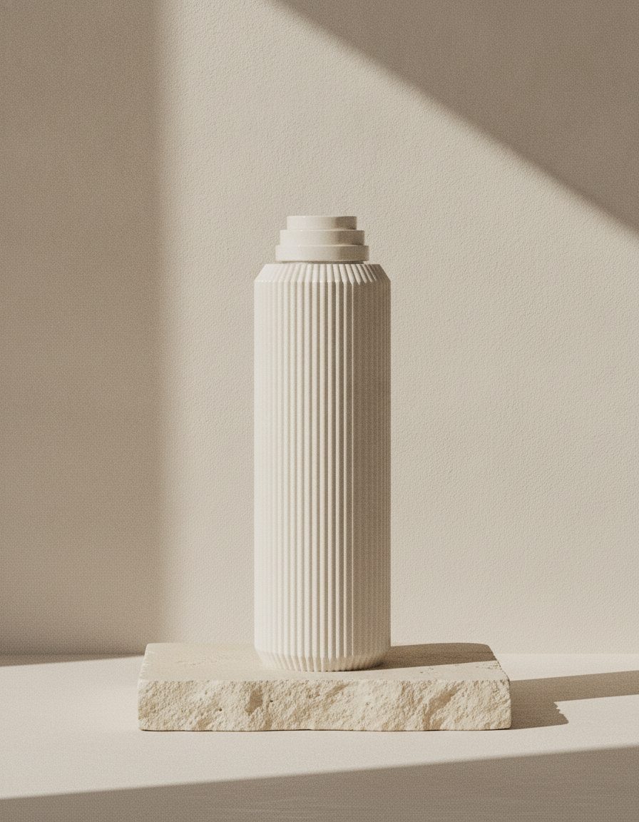 Crema, fluted cream design on cream limestone