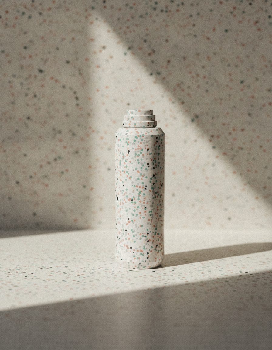 Terrazzo, chips of colour in a pale ground