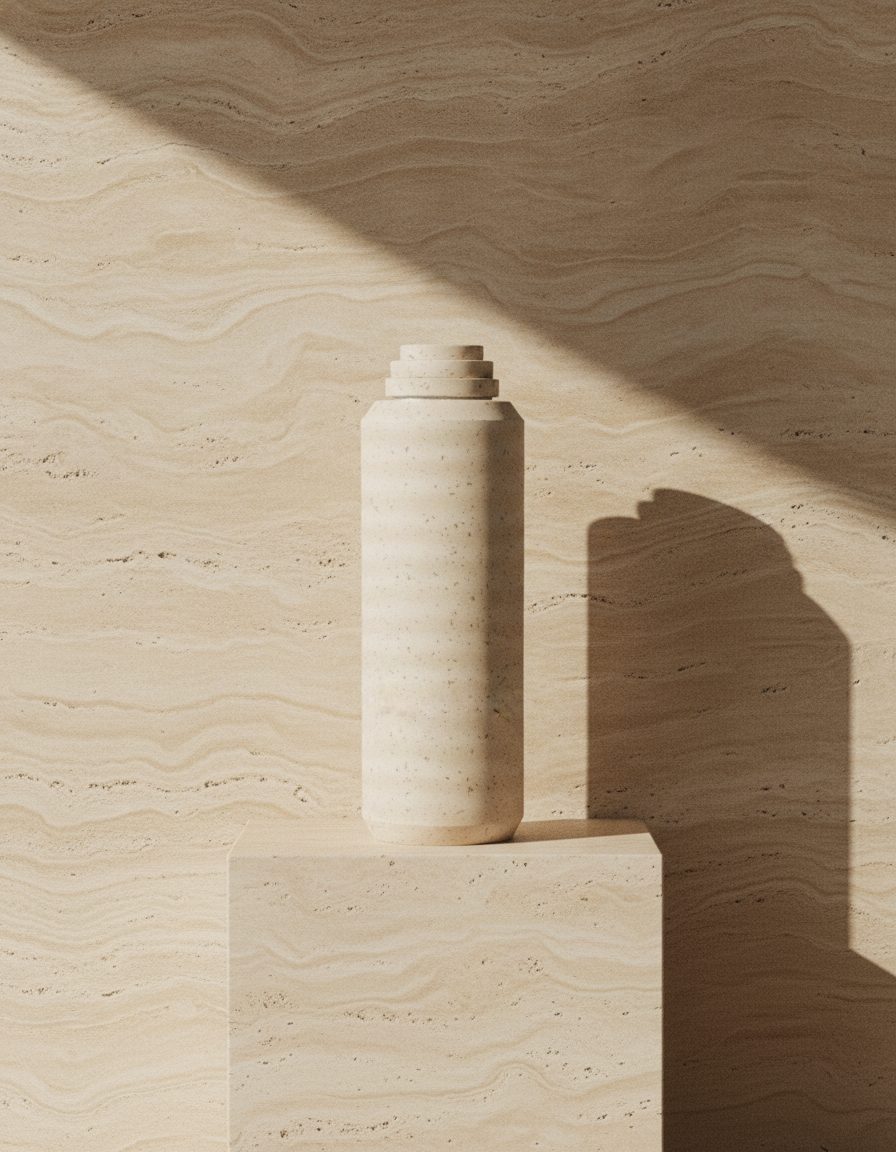 Travertine, warm banded stone finish